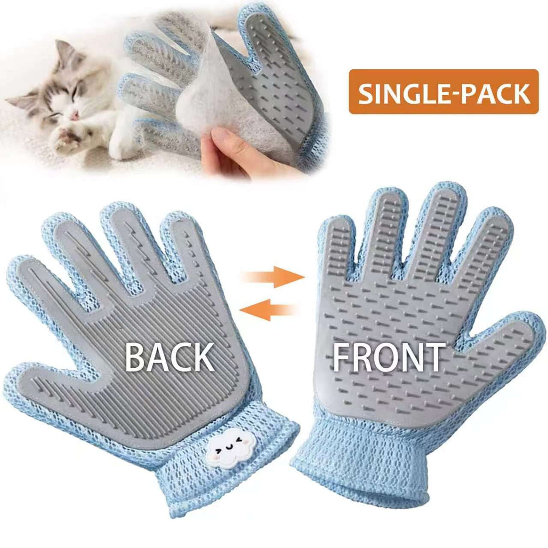 2-in-1 Pet Grooming Glove for cats and dogs