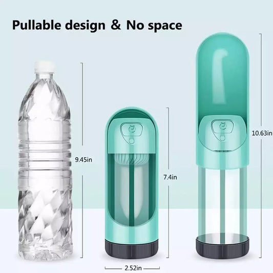 2-in-1 portable dog water bottle with built-in drinking bowl for outdoor use